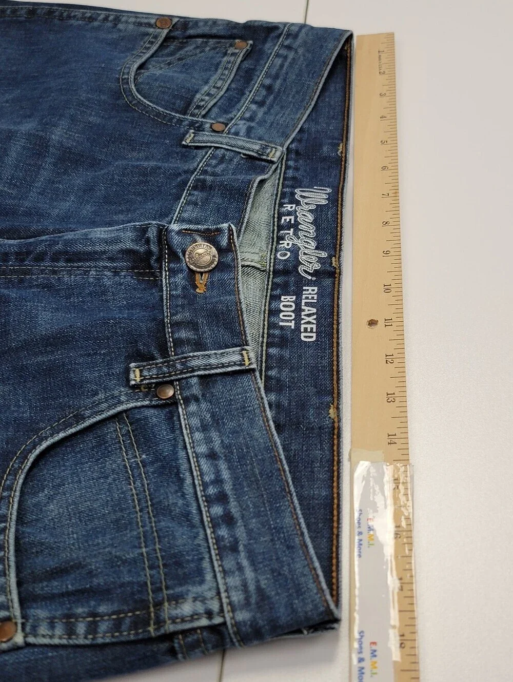 Wrangler Retro Jeans Mens 36X32 Relaxed Boot Western Cowboy Blue Denim Dark